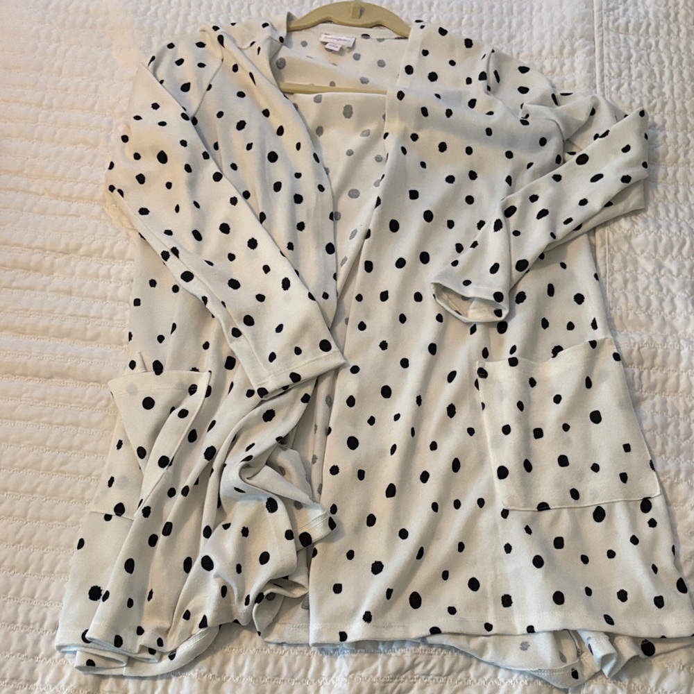 LuLaRoe Black and White Polka Dot Button Down Shirt